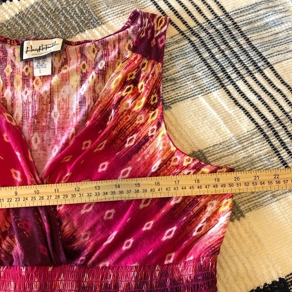 VTG Mary McFadden Womens Dress Sz XL Pink Sleeveless V-Neck Boho Maximalist Cute - Picture 6 of 7